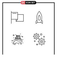 Set of 4 Vector Filledline Flat Colors on Grid for country buy rocket startup sale Editable Vector Design Elements
