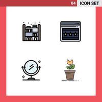 Mobile Interface Filledline Flat Color Set of 4 Pictograms of home adventure seo mirror mario Editable Vector Design Elements