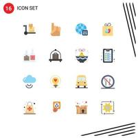 Universal Icon Symbols Group of 16 Modern Flat Colors of cart server settings foam hand american box Editable Pack of Creative Vector Design Elements