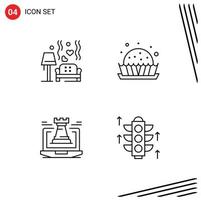 4 Line concept for Websites Mobile and Apps lump castle heart food fort Editable Vector Design Elements
