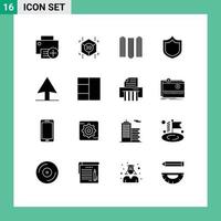 Solid Glyph Pack of 16 Universal Symbols of device grid document cursor protection Editable Vector Design Elements