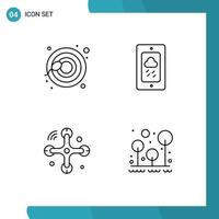 4 Creative Icons Modern Signs and Symbols of cells drone mobile rainy camping Editable Vector Design Elements