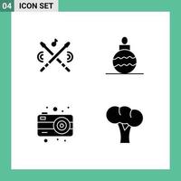 Thematic Vector Solid Glyphs and Editable Symbols of drum photography sticks xmas gastronomy Editable Vector Design Elements