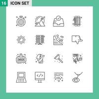 Set of 16 Modern UI Icons Symbols Signs for data nature inbox landscape mobile Editable Vector Design Elements