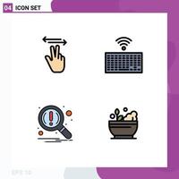 Modern Set of 4 Filledline Flat Colors and symbols such as gestures magnifier touch keys search Editable Vector Design Elements