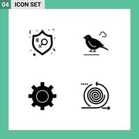 Set of 4 Vector Solid Glyphs on Grid for feminism setting protection british interface Editable Vector Design Elements