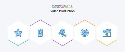 paquete de 25 íconos azules de producción de video que incluye . . medios de comunicación. medios de comunicación. película vector