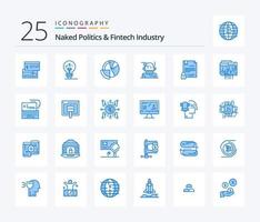 Naked Politics And Fintech Industry 25 Blue Color icon pack including algorithm. adviser. idea. robo advisor. data vector