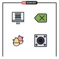 Universal Icon Symbols Group of 4 Modern Filledline Flat Colors of digital photo frame nature backspace egg gadgets Editable Vector Design Elements