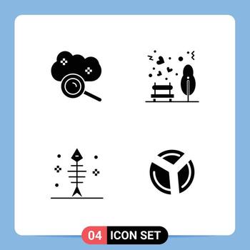 4 Solid Glyph concept for Websites Mobile and Apps cloud computing bone cloud search love halloween Editable Vector Design Elements