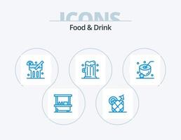 comida y bebida icono azul paquete 5 diseño de iconos. . bebida. bebida. cerveza. alimento vector