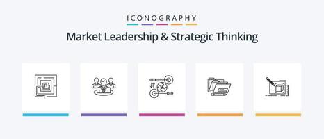 Market Leadership And Strategic Thinking Line 5 Icon Pack Including business. project. diagram. presentation. lab. Creative Icons Design vector