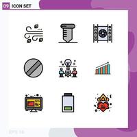 Universal Icon Symbols Group of 9 Modern Filledline Flat Colors of setting idea media bulb screwdriver Editable Vector Design Elements