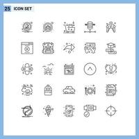 Stock Vector Icon Pack of 25 Line Signs and Symbols for love web hosting email campaign server computing Editable Vector Design Elements