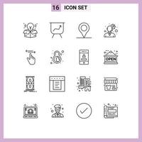 Modern Set of 16 Outlines Pictograph of female day gear right hand Editable Vector Design Elements