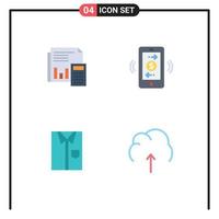 paquete de 4 iconos planos creativos de auditoría móvil dólar presupuesto comunicaciones financieras elementos de diseño vectorial editables vector