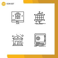 4 Universal Line Signs Symbols of buy web online international home Editable Vector Design Elements