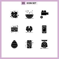 9 Creative Icons Modern Signs and Symbols of identity face camera man portfolio Editable Vector Design Elements