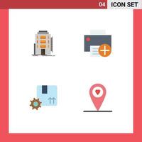 User Interface Pack of 4 Basic Flat Icons of building hardware hostel computers premium product Editable Vector Design Elements