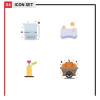 4 Universal Flat Icon Signs Symbols of food wedding milk jug sponge autumn Editable Vector Design Elements