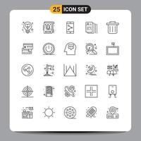 Set of 25 Modern UI Icons Symbols Signs for direct payment search xmas job document Editable Vector Design Elements