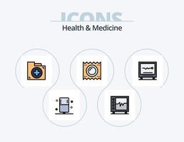 Health and Medicine Line Filled Icon Pack 5 Icon Design. fitness. disease. hospital. medicine. hospital vector