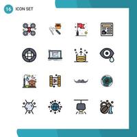 Set of 16 Modern UI Icons Symbols Signs for lamp camera industry video document Editable Creative Vector Design Elements