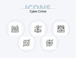 Cyber Crime Line Icon Pack 5 Icon Design. security. financial. server. bank. folder fire vector