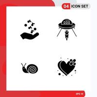 4 Universal Solid Glyphs Set for Web and Mobile Applications fist mars rock space easter Editable Vector Design Elements