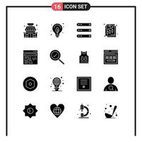 Set of 16 Modern UI Icons Symbols Signs for web income database finance server Editable Vector Design Elements