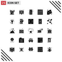 Set of 25 Modern UI Icons Symbols Signs for webpage internet lcd browser smartphone Editable Vector Design Elements