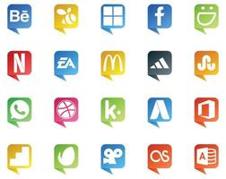 20 logotipos de estilo de burbujas de discurso de redes sociales como google analytics adwords sports kik whatsapp vector