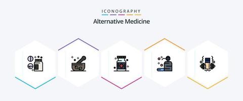 Alternative Medicine 25 FilledLine icon pack including dumbbell. skin. care. clean. medicine vector