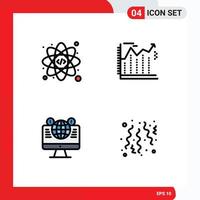 Pack of 4 Modern Filledline Flat Colors Signs and Symbols for Web Print Media such as web computer arrows economics facebook Editable Vector Design Elements