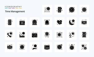 25 Time Management Solid Glyph icon pack vector