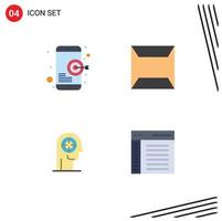 Pictogram Set of 4 Simple Flat Icons of goal focus mobile sealed human Editable Vector Design Elements