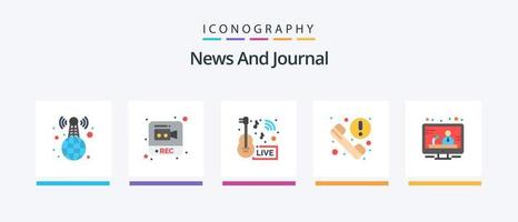 News Flat 5 Icon Pack Including communication. information. music news. phone. news. Creative Icons Design vector