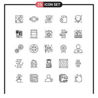 Pack of 25 Modern Lines Signs and Symbols for Web Print Media such as security document rank file shield Editable Vector Design Elements