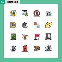 paquete de iconos de vector de stock de 16 signos y símbolos de línea para elementos de diseño de vector creativo editable de comida de restaurante de envío comercial de identificación