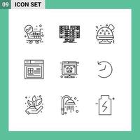 Outline Pack of 9 Universal Symbols of hosting backup server website page Editable Vector Design Elements