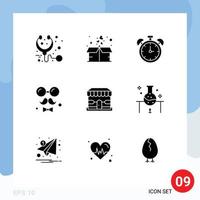 Modern Set of 9 Solid Glyphs and symbols such as ecommerce fathers alarm day avatar Editable Vector Design Elements