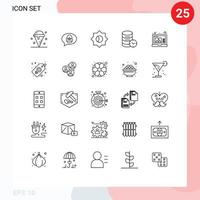 Set of 25 Modern UI Icons Symbols Signs for create web nature service hosting Editable Vector Design Elements