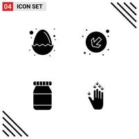 Pack of 4 Modern Solid Glyphs Signs and Symbols for Web Print Media such as baby gesture nature left arrow Editable Vector Design Elements