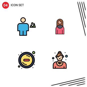 4 interfaz de usuario paquete de color plano de línea de llenado de signos y símbolos modernos de avatar eliminar madre humana eliminar elementos de diseño vectorial editables vector