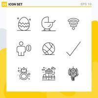 Outline Pack of 9 Universal Symbols of gym password wifi human avatar Editable Vector Design Elements