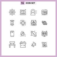 16 signos de esquema universales símbolos de elementos de diseño de vector editables de artilugio de bola de educación de anillo de EE. UU.