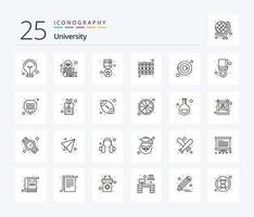 paquete de iconos universitarios de 25 líneas que incluye galaxia. oro. registro. documento vector