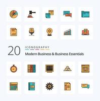 20 Modern Business And Business Essentials Line Filled Color icon Pack like furniture drawer archive business folders vector