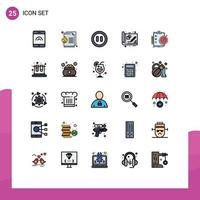 Set of 25 Modern UI Icons Symbols Signs for target report pause goals drawing Editable Vector Design Elements
