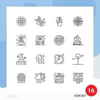 User Interface Pack of 16 Basic Outlines of navigator location technology compass pot Editable Vector Design Elements